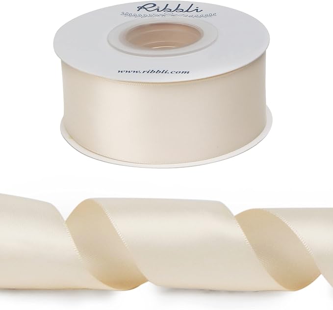 Ribbli Cream Double Faced Satin Ribbon, 1-1/2” x Continuous 25 Yards, Use - Image 2