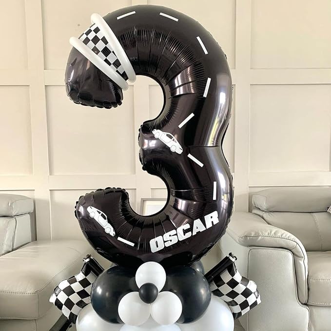 Race Car Number 3 Balloons, 40 Inch - Image 3