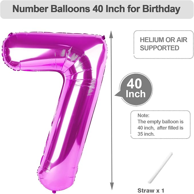 Number Balloons 40 Inch Rose Purple 6 Balloon - Image 5