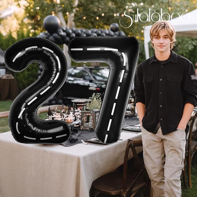 Race Car 40 Inch Black 27 Big Large Helium Balloon Number 0-9 | Track Giant - Image 3
