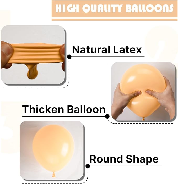 PartyWoo Nude Balloons 101pcs Apricot Boho Fall Color 12 Inch | Balloons - Image 8