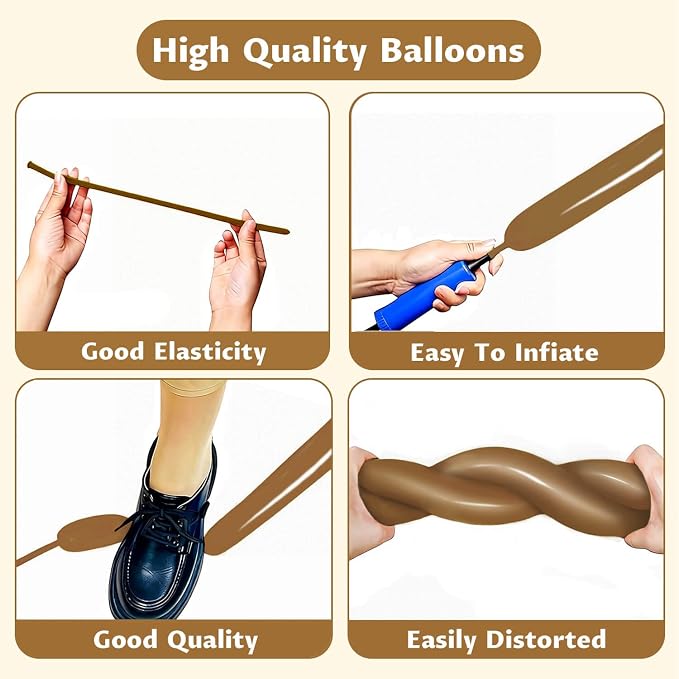 260 Coffee Brown Long Balloons for Balloon Garland Thickening Skinny Latex - Image 4