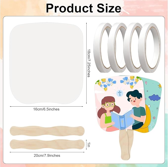 LOTMER 50 Sets Church Fans Handheld Kit | 100 Blank Cardstock Fan Sheets and 50 - Image 3