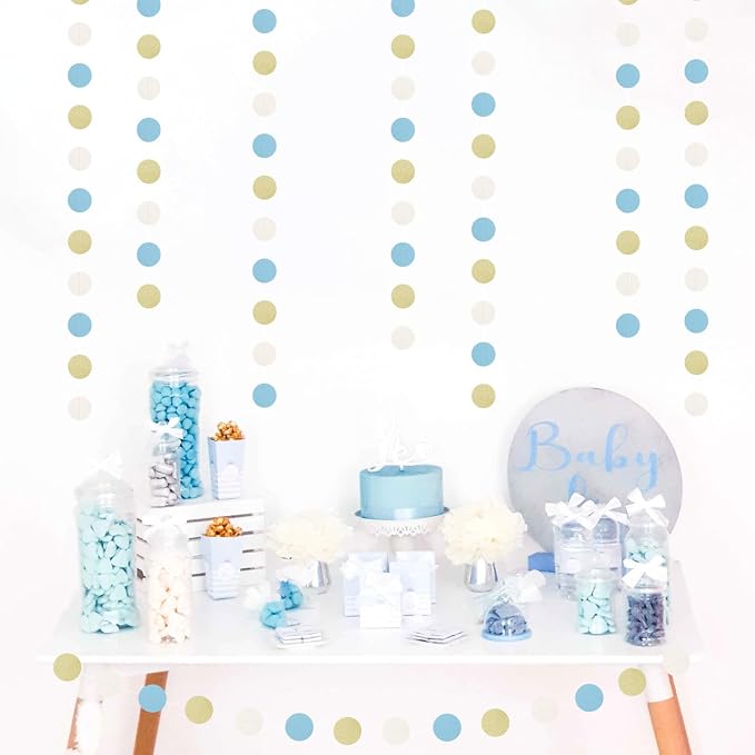 Light-Dusty Blue Beige-Gold Boho Party-Decorations - 64Ft Men Boy Birthday - Image 4