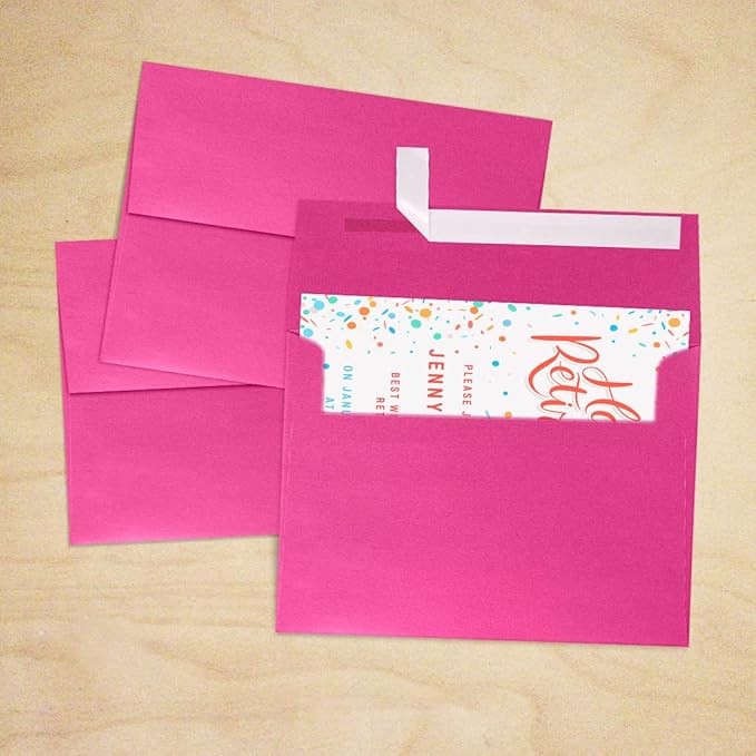 LUXPaper A7 Invitation Envelopes | Peel & Press | 5 1/4" x 7 1/4" | Azalea Metallic | 80lb. Text | 50 Qty
