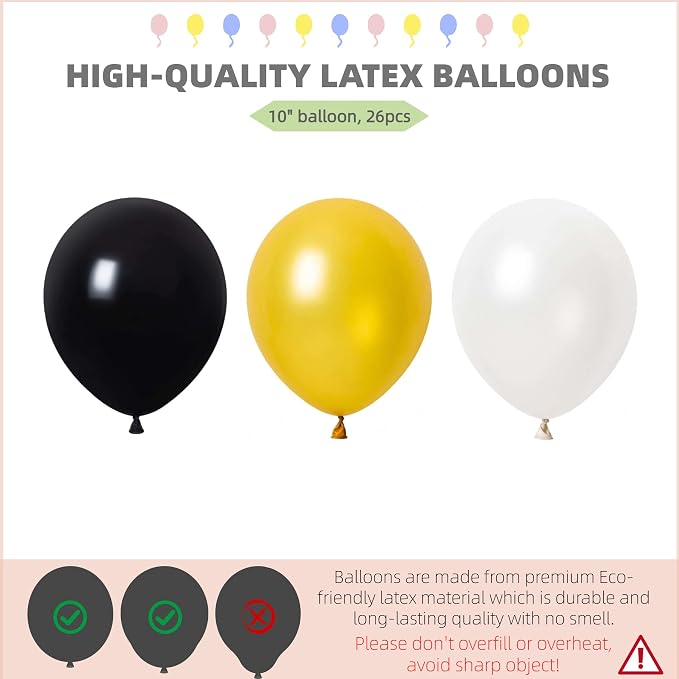 HIINS 10" Black Gold Balloon Column Kit Set of 2 - Image 4