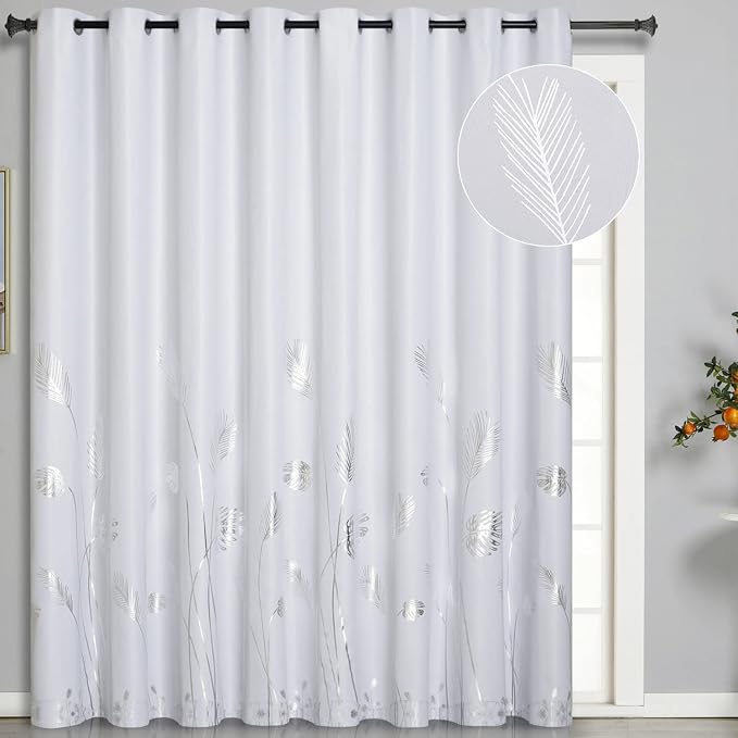 Greyish White Curtain for Dining Room 100W x 96L Inch Long Elegant Natural by ESTELARTEXTILER