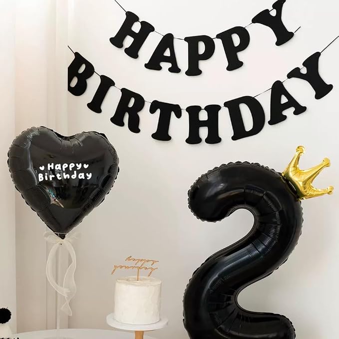 Black Number 2 Balloon with Crown, 40 inch Black Number Balloon 2nd Birthday - Image 3