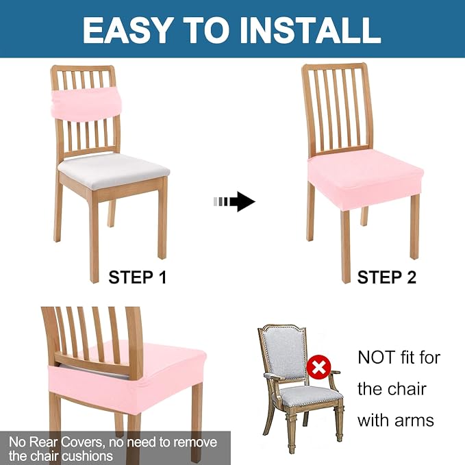 Smiry Waterproof Seat Covers for Dining Room Chairs, No Rear Covers | Stretch - Image 5