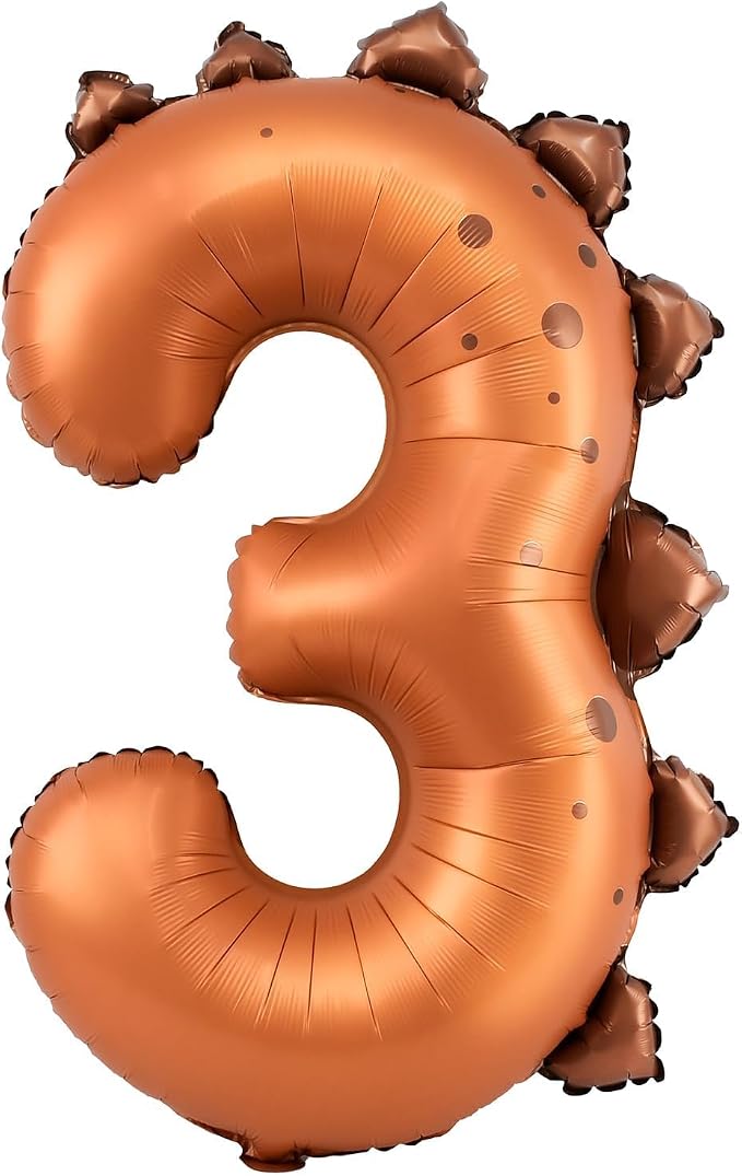 Dinosaur Number 3 Balloon, 30 Inch Birthday Party Decorations by AXBMM