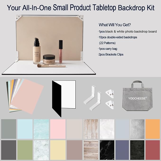 Yoocheese Photo Backdrop for Product Photography, 16.5×11.7in Compact Kit | - Image 2