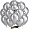 Pro Duralatex Metallic Silver Extra-Thick Balloons 100 Pack 12 inch | Metallic by Bezente