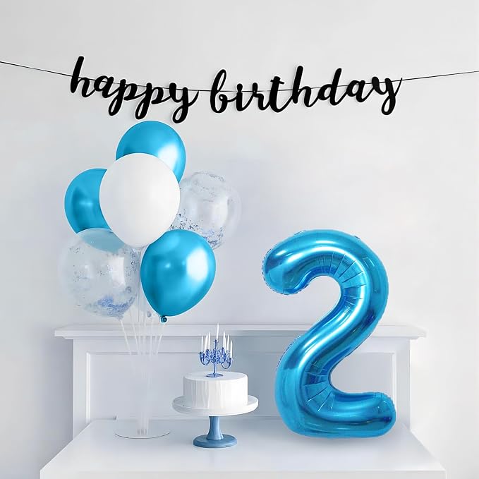 Blue 2 Number Balloon, 40 Inch, Mylar Foil, - Image 5