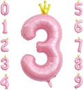40 Inch Crown Pink Number 3 Balloon, Big Conjoined Light Pink Foil Mylar Helium by Unknown