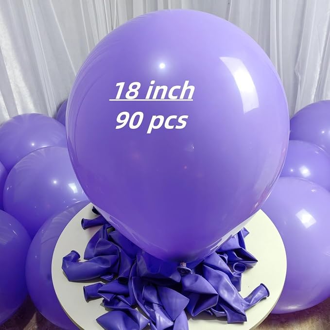 90 Pack Purple Balloons 18 inch Purple Latex Big Balloons - Image 2