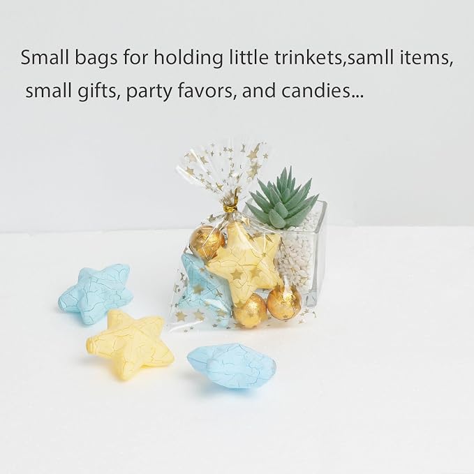100 Pcs Star Printed 4"X6" Gift Wrap Cello Cellophane Treat Bags Party Favor - Image 6