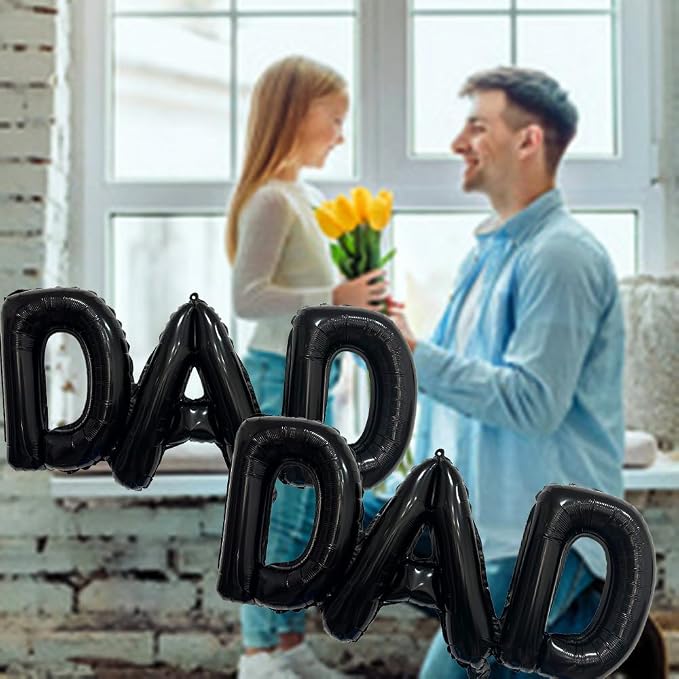 Black Dad Balloons Father's Day Balloons Conjoined Dad Foil Balloon Letter - Image 3