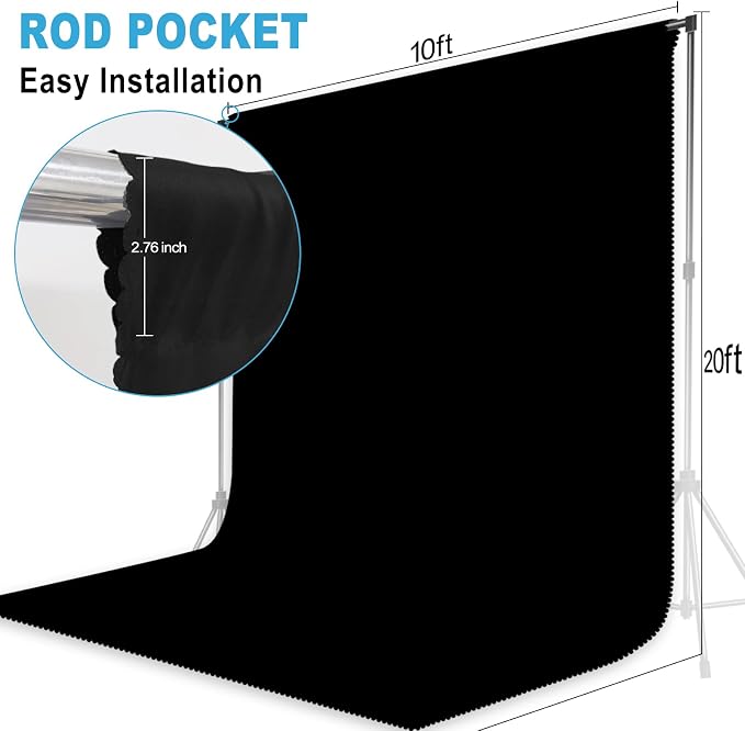 Black Photography Backdrop for Photoshoot, 10x20 FT | Versatile Studio Photo - Image 2
