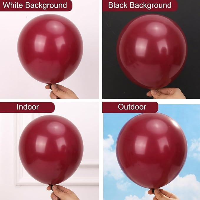 RUBFAC Burgundy Balloons 87pcs Different Sizes 18 12 10 5 Inches, Maroon Latex - Image 4