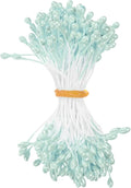 150-Pack Flower Stamens for Crafts, 5mm Double Heads Artificial Pearl Floral Pistil Mini Flower Pollens Stamens for DIY Making/Wedding/Scrapbook Decoration [Light Blue]