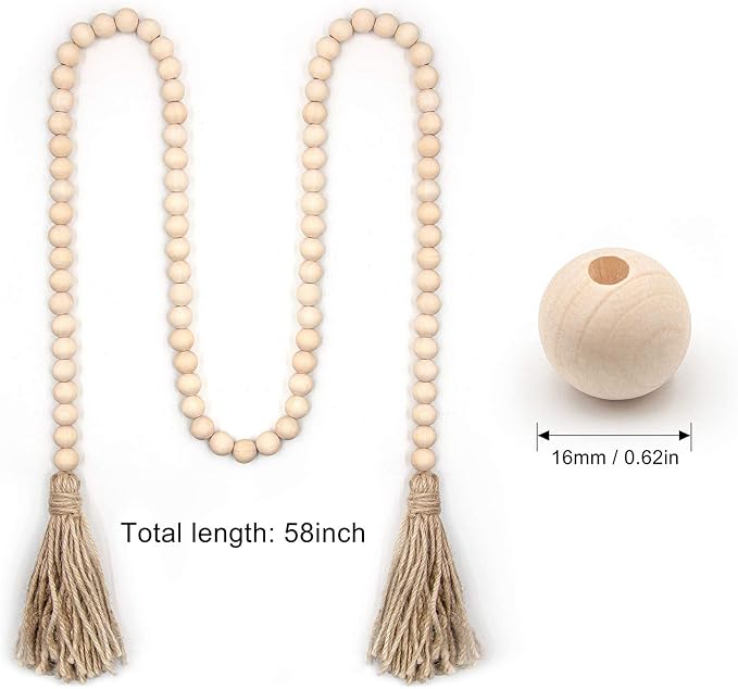 Wood Beads Garland with Tassel - Image 2