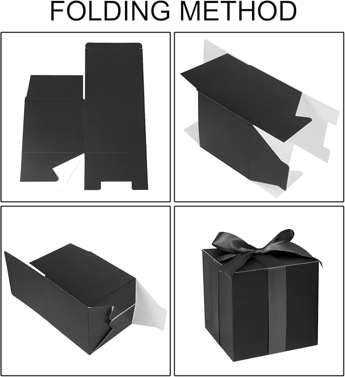 COTOPHER Small Gift Boxes 25 Pack 6x6x6 inches Black Gift Boxes with Lids for Gifts, Crafting, Wedding Party Favor, Cupcake Boxes, Candy, Bridesmaids Proposal Box with Ribbons and Stickers