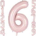 Light Pink Number 6 Balloon, 40 Inch Giant Mylar Number Balloons, Large Foil by AIQINHU
