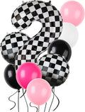 Race Car Balloon Bundle Pink Black 40 Inch Checkered Number Balloon 2 | Black by GGDE