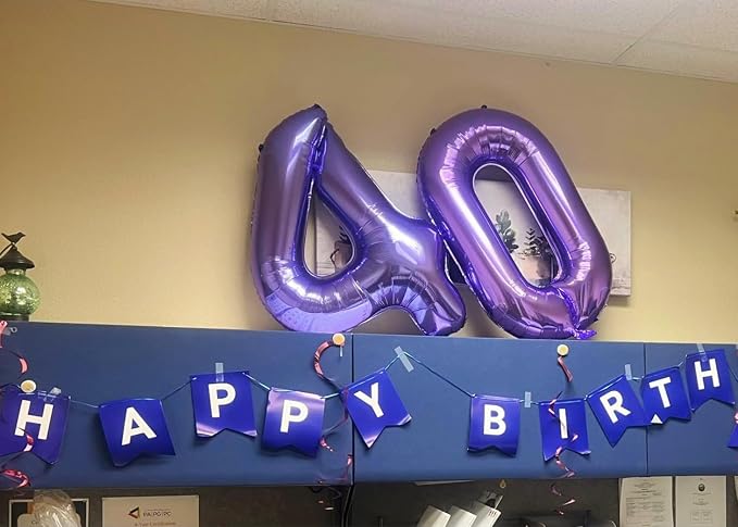 4 Balloon Numbers Birthday Decorations, 40In Purple Balloons - Image 3