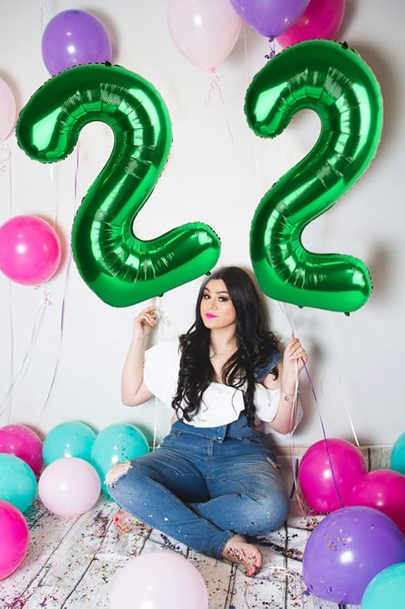 Number 3 Balloon Birthday Decorations, 40In Dark Green Balloons - Image 3