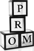 4 Pcs Prom Boxes with Letters 11.8 x 11.8 x 11.8 Inch Clear Prom Balloon Boxes by Trandraft
