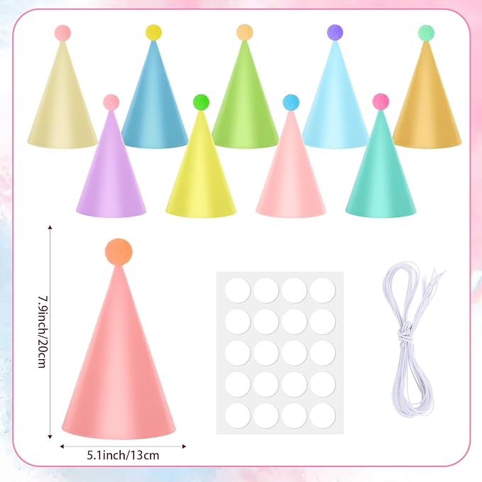 10 Pcs Mini Party Hats for Stuffed Animals, Colorful Birthday Party Hats for - Image 2