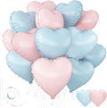 Blue Pink Heart Balloons, 18inch Light Blue Heart Shaped Foil Balloons & Baby by Wuhetyo