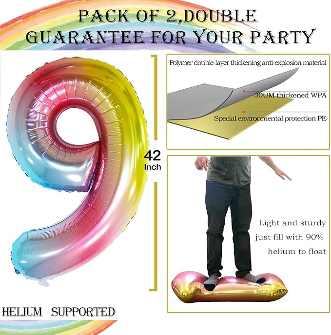 Number 90 Balloons for 90th Birthday Party Decorations, 42 Inch Jumbo Foil - Image 2