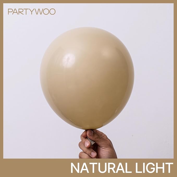 PartyWoo Cream Balloons 50pcs Beige Ivory Nude Neutral Boho Fall Color | 12 - Image 3