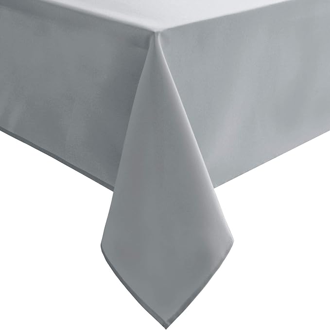 Hiasan Silver Grey Rectangle Tablecloth - Waterproof and Spillproof Washable Fabric Table Cloth for Dining Room Kitchen Party and Outdoor, 90 x 132 Inch