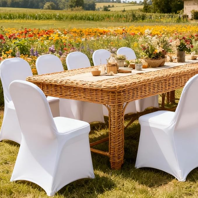 30 Pcs White Folding Chair Cover Washable Removable Universal Fitted Chair - Image 7