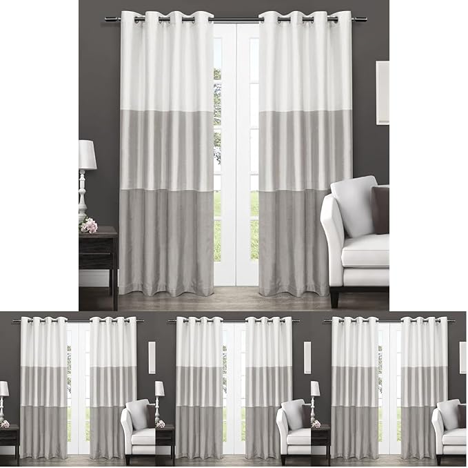 Exclusive Home Chateau Striped Faux Silk Grommet Top Curtain Panel Pair by TownCountryLiving