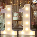 Pooqla Decorative LED Light Up Number Letters, White Plastic Marquee Number Lights Sign for Birthday Party Wedding Decor, Battery Operated (11)