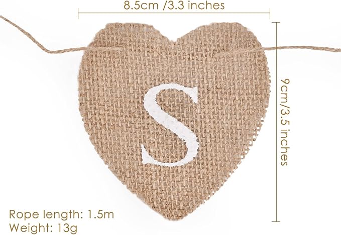 Cards Banner Heart Jute Burlap Banner Jute Garland - Image 2