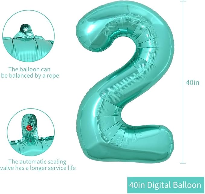 TONIFUL 40 Inch Large Teal Blue Number 12 Balloons Giant Digital 12 or 21 - Image 2