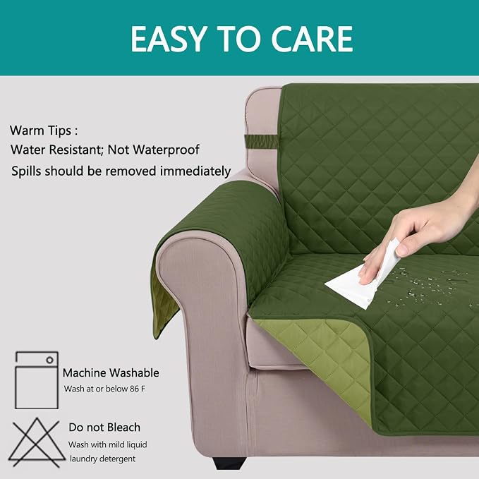 U-NICE HOME Reversible 23''Recliner Small Chair Cover, Huntergreen/Sage | - Image 4
