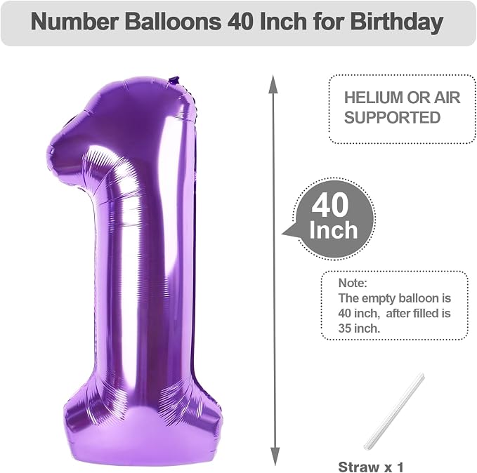 Number Balloons 40 Inch 0 Balloon Purple Birthday Decorations - Image 5