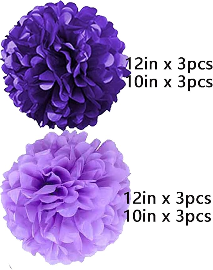 We Moment Purple Paper Pom Poms Decorations - Image 2