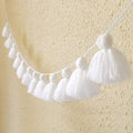 Big Size Tassel Garland H3.1in Polyester Yarn White Pom Pom Tassel Banner by Binpeng