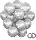 120Pcs 5 Inch Metallic Silver Balloons, Metallic Chrome Silver Latex Balloons by Qikoolaa