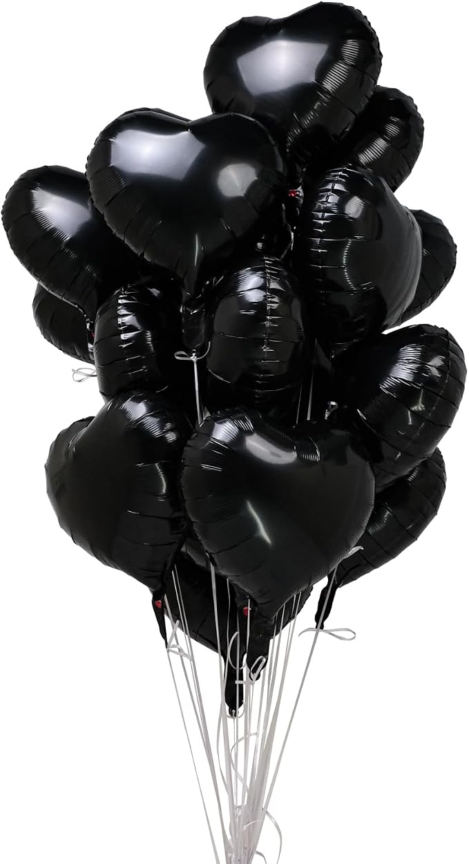 30 Pcs 18 Inch Black Heart Foil Mylar Helium Balloons - Image 7