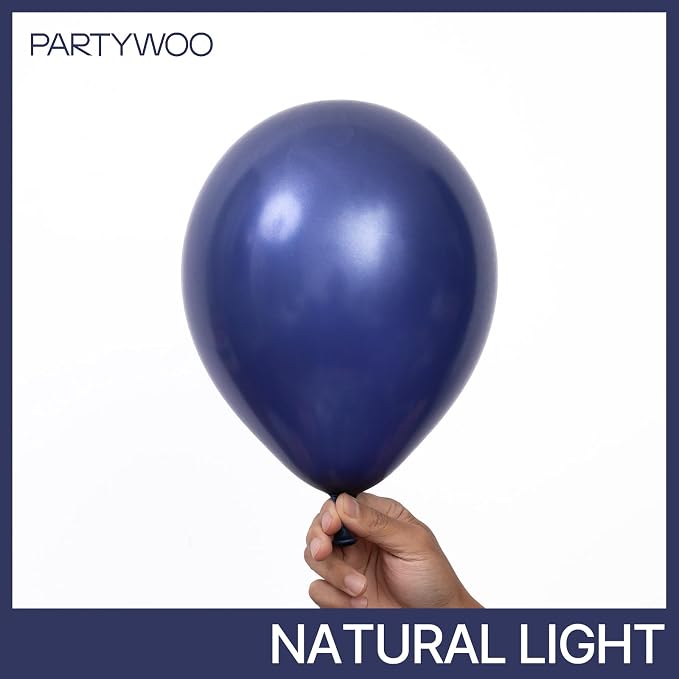 PartyWoo Navy Blue Balloons 100pcs Dark Blue Latex Helium Balloons 12 Inch | - Image 3