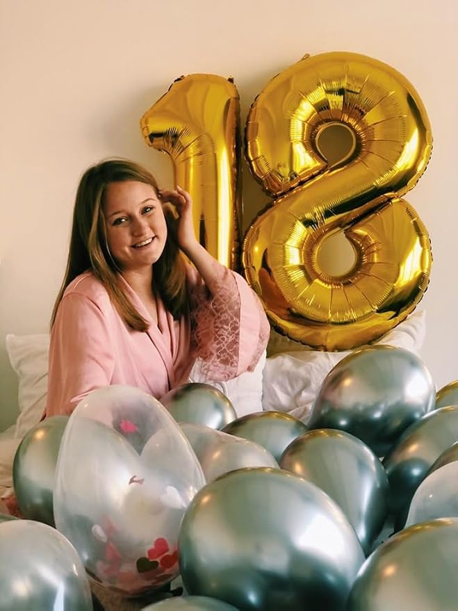 Balloons Number 40 Inch Gold 18 Balloon - Image 2