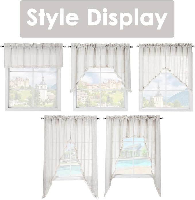 Beda Home Tassel Linen Textured Swag Curtain Valance - Image 7